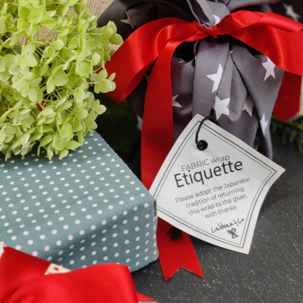 Etiquette tag to use when asking for your cloth gift wrap back