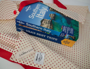 Wrap 2 Lonely Planet Guide books in a Medium Size Fabric Gift Wrapping and Ribbon
