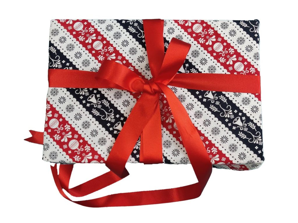 Scandi Stripe Fabric Gift Wrap with Ribbon Cabban & Co