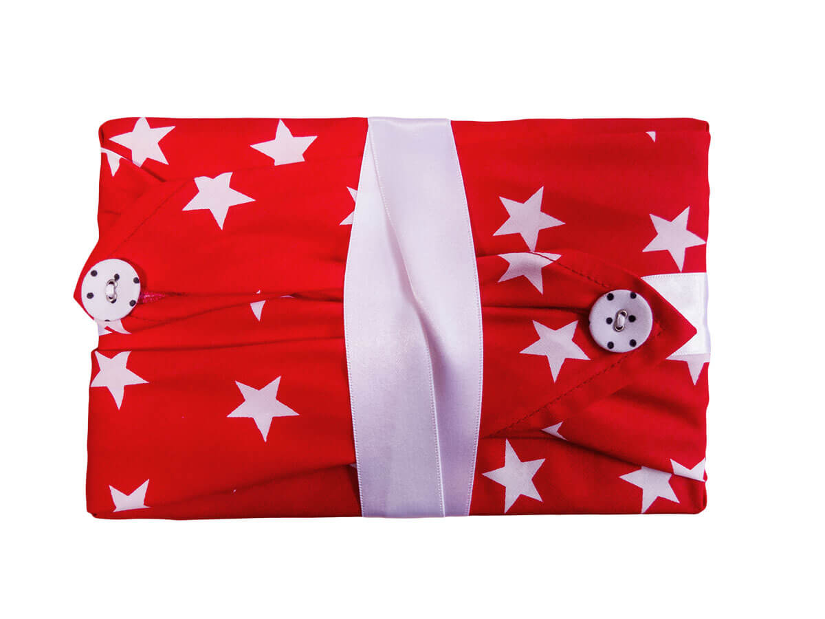 Red Star | Fabric Gift Wrap with Ribbon | Cabban & Co Red Star | Fabric Gift Wrap with Ribbon | Cabban & Co